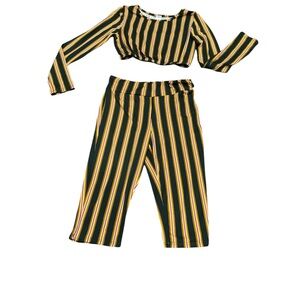Striped Yellow and Green Two-Piece Set